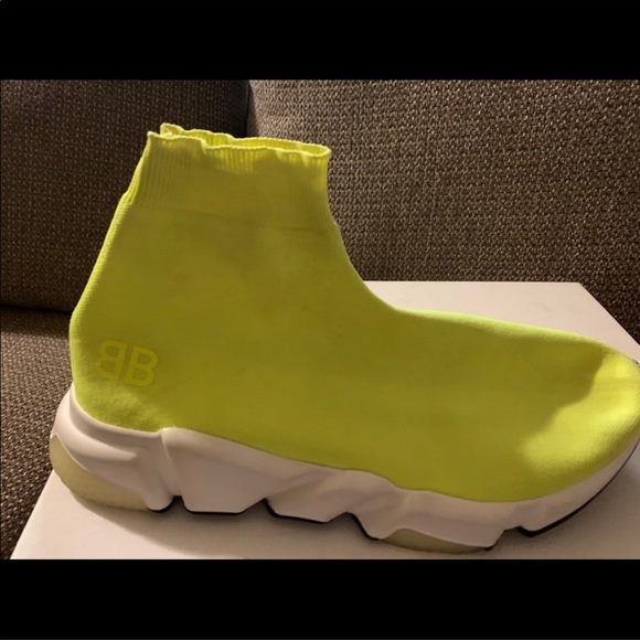 Balenciaga Speed neon yellow mid trainer size 9 - Picture 5 of 6